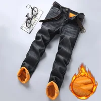 2024 hommes hiver classique affaires qualité célèbre marque polaire pantalon droit hiver thermique chaud en peluche Stretch jean 5
