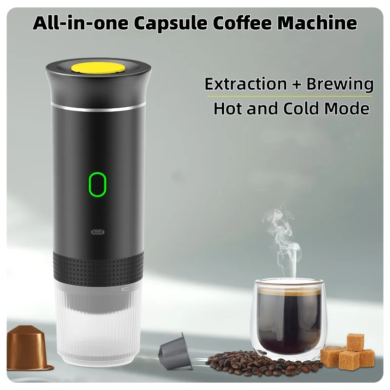 Espresso Coffee Maker USB Portable Electric Espresso Machine 3-In-1 Capsule Coffee Maker Small Wireless Heating For Home Camping Travel