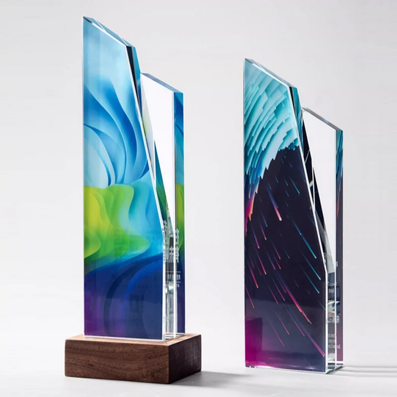 Customized Crystal Trophy, Color Printing Prize Sports Annual Meeting Awards Outstanding Employee Souvenir, Home Decoration, 1Pc