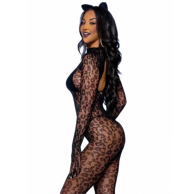 Women Underwear Sexy Lingerie Sexy Lingerie Lenceria Bodysuit Women Outfit Leopard Black Fishnet Bodystocking Catsuit Teddy Body Stocking Underwear Costumes
