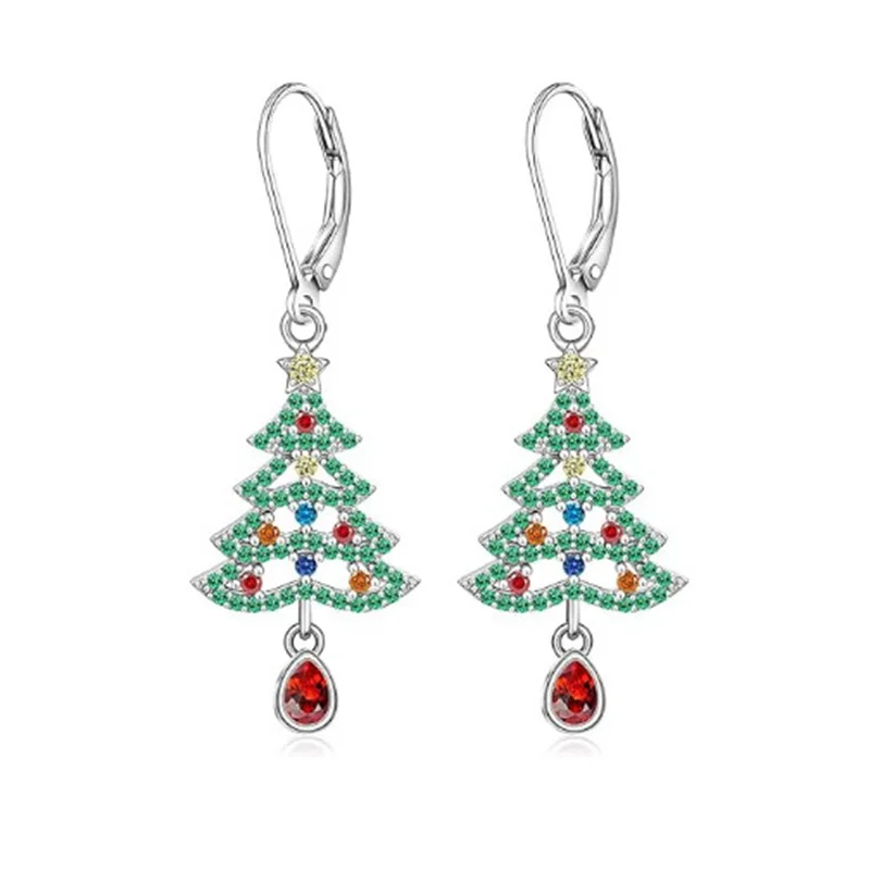 Exquisite kleine Stern Weihnachtsbaum Creolen für Frauen hohl glänzend Zirkon Weihnachtsbaum Ohrringe Freundschaft Party Schmuck Geschenk