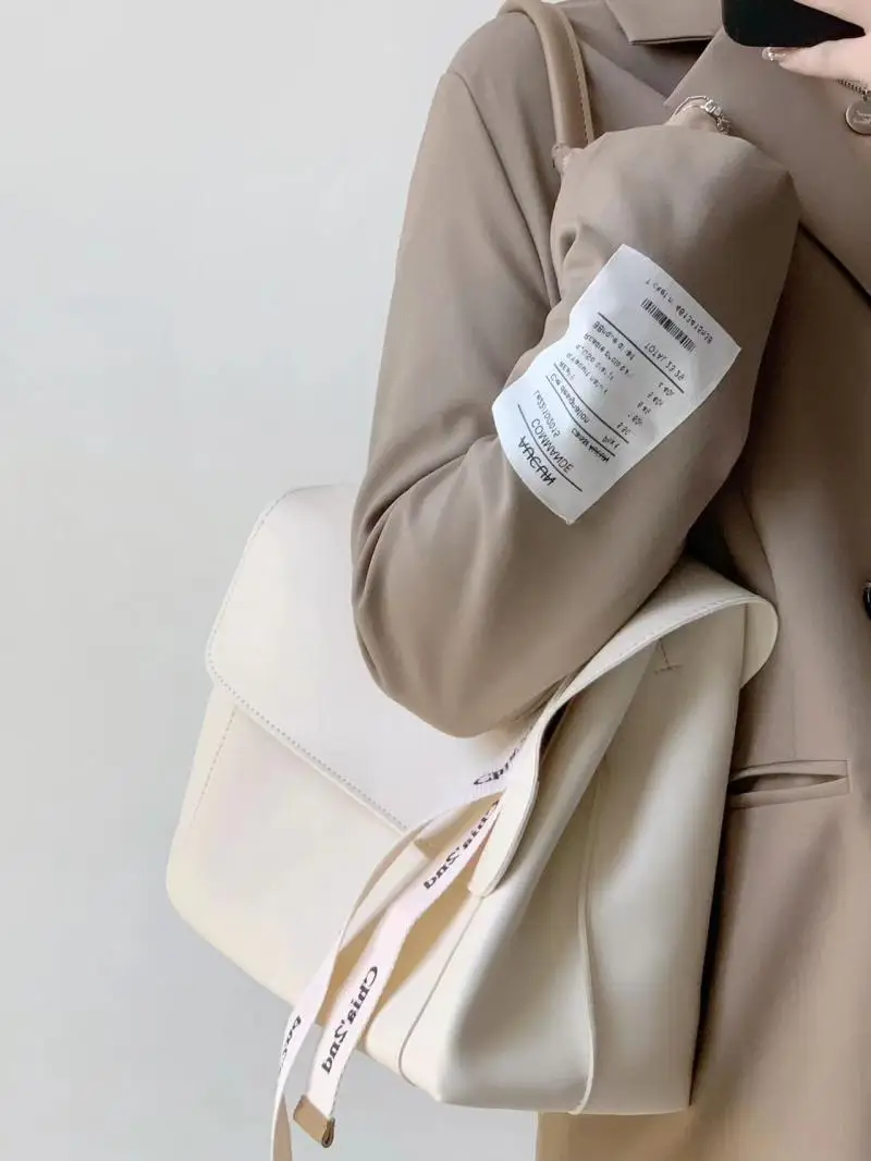 JIAERDI Retro Large Capacity Tote Bag Wallet Women High Street Pu Leather Soft White Handbag Female Vintage Shoulder Bags 2025