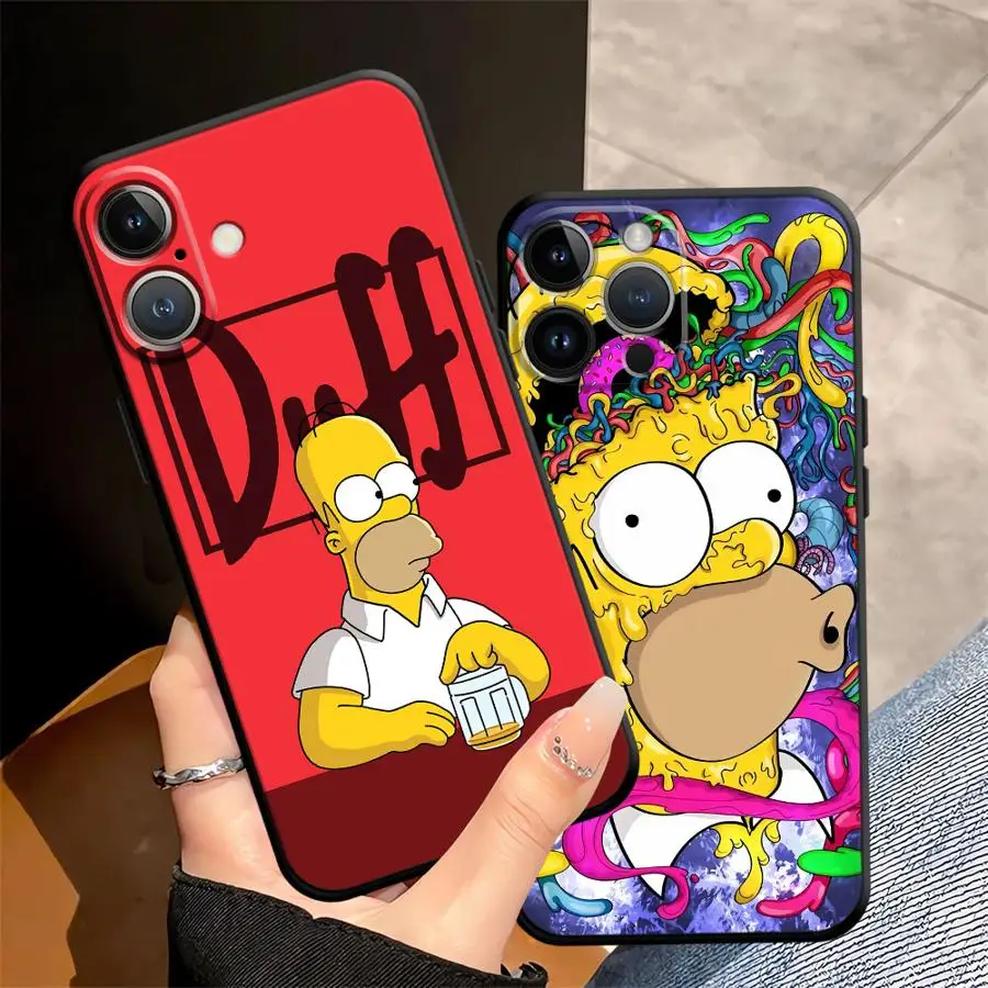 Black Soft Phone Cover with Funny Homer Simpson Design