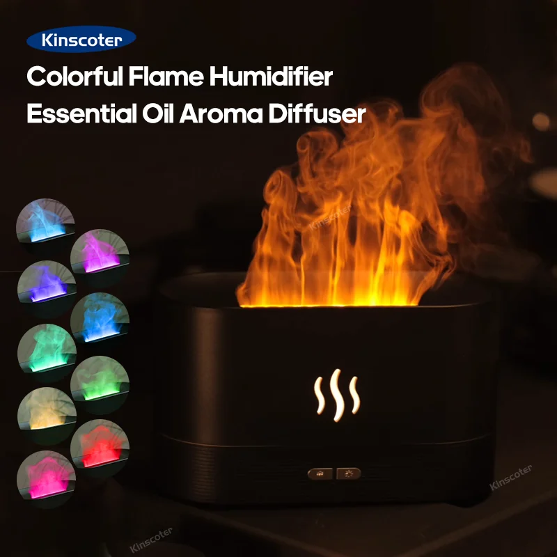 Difusor de Aroma de Chama Difusor de ar para Aromaterapia com Óleo Essencial de Fragrância Umidificador de ar Doméstico Usb de Mesa Purificador