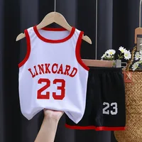 Ensemble de vêtements de sport d'été à séchage rapide pour enfants, vêtements de basket-ball sans manches pour bébés garçons 4