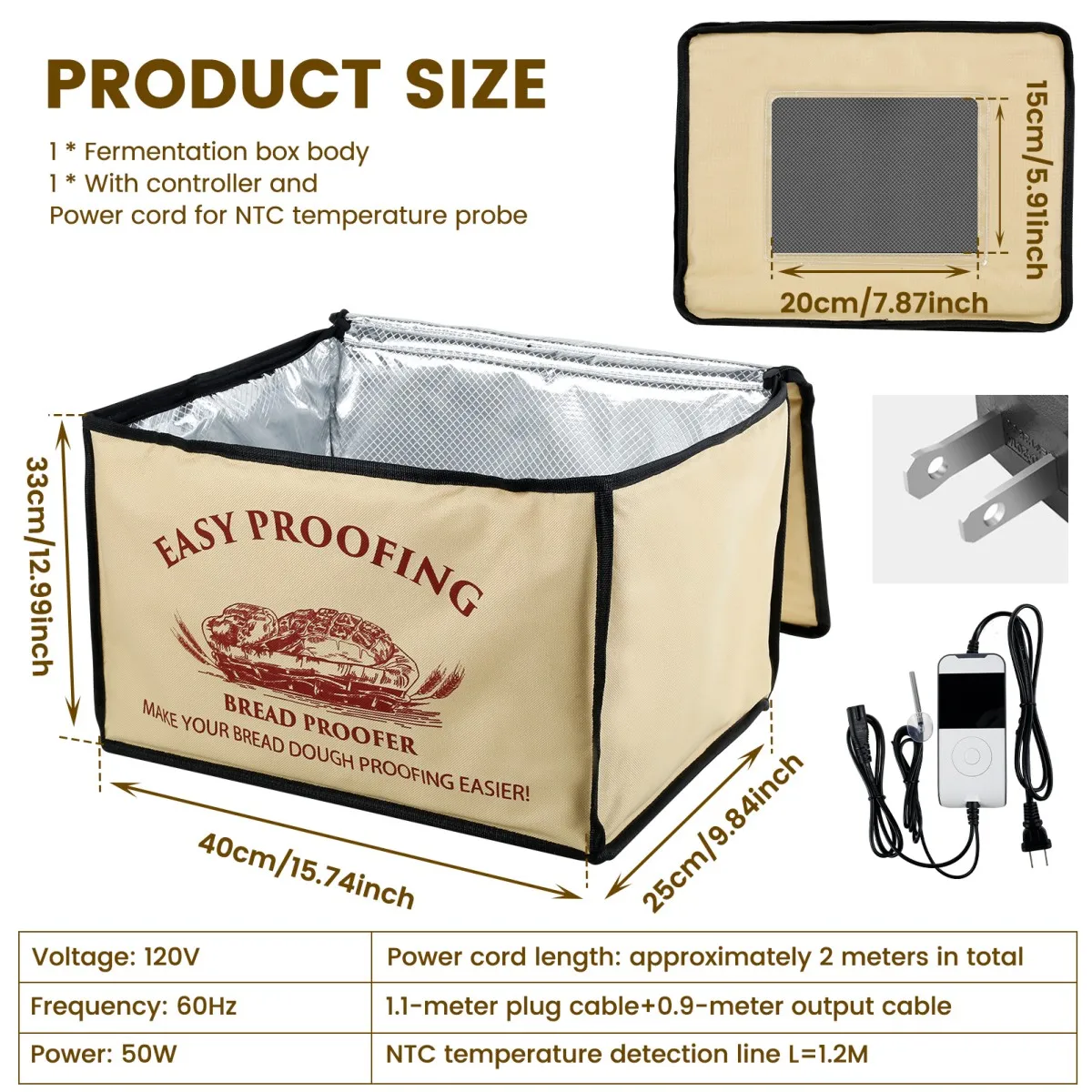 Dough Proofer Versatile Dough Proofer with Heater Temperature Control Dough Proofing Box Collapsible Timing Proofer for Making Bread