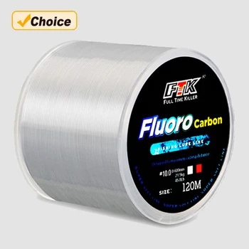120M Fish Line 0.2mm-0.6mm 7.15LB-45LB Fluorocarbon Coating Treatment Process Carbon Surface Nylon Molecules Fresh Water