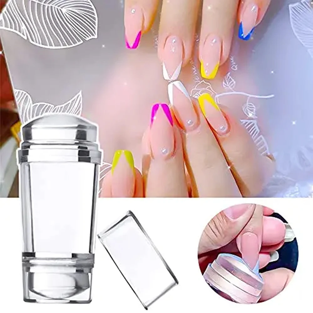 YIKOOLIN 클리어 젤리 부드러운 실리콘 직사각형 네일 아트 스탬핑 스탬퍼 스크레이퍼 이미지 플레이트 매니큐어 도구 DIY 폴란드어 키트