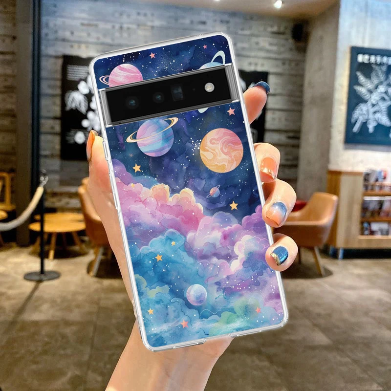Earth Stars Space Design Soft Silicone Clear TPU Phone Case