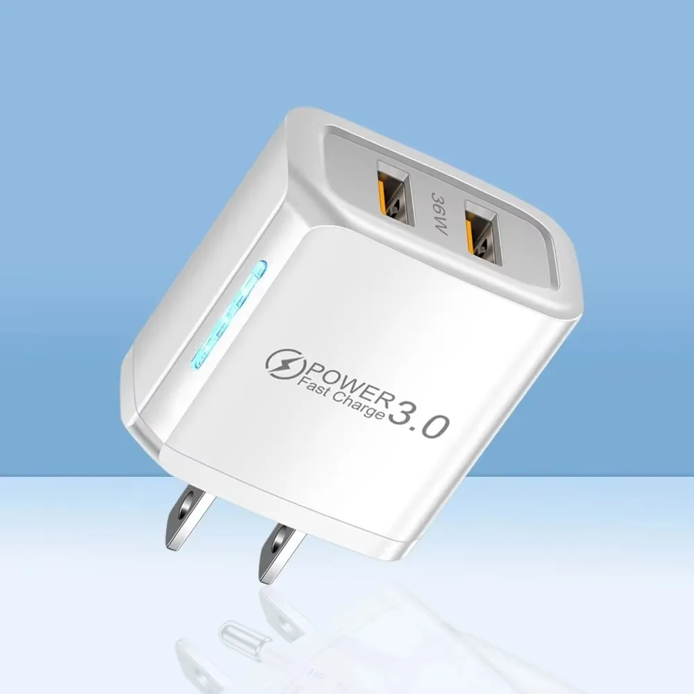 Dual USB 36W Fast Charging Wall Adapter with Quick Charge 3.0 Technology