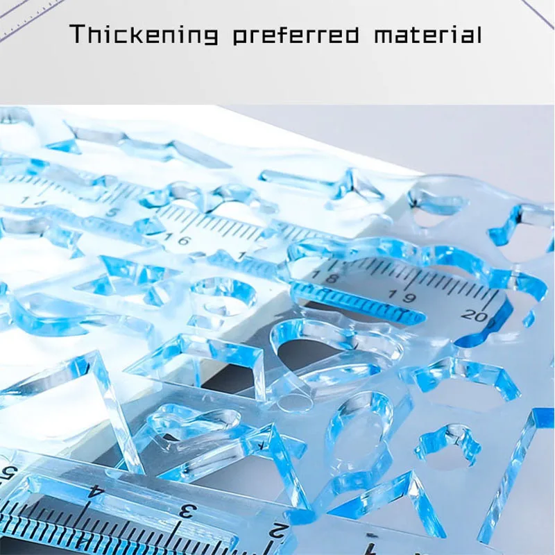 멀티 모양의 플라스틱 눈금자 그림 그리기 템플릿 타원형 기하학적 템플릿 곡선 패턴 눈금자 편지지 사무용품