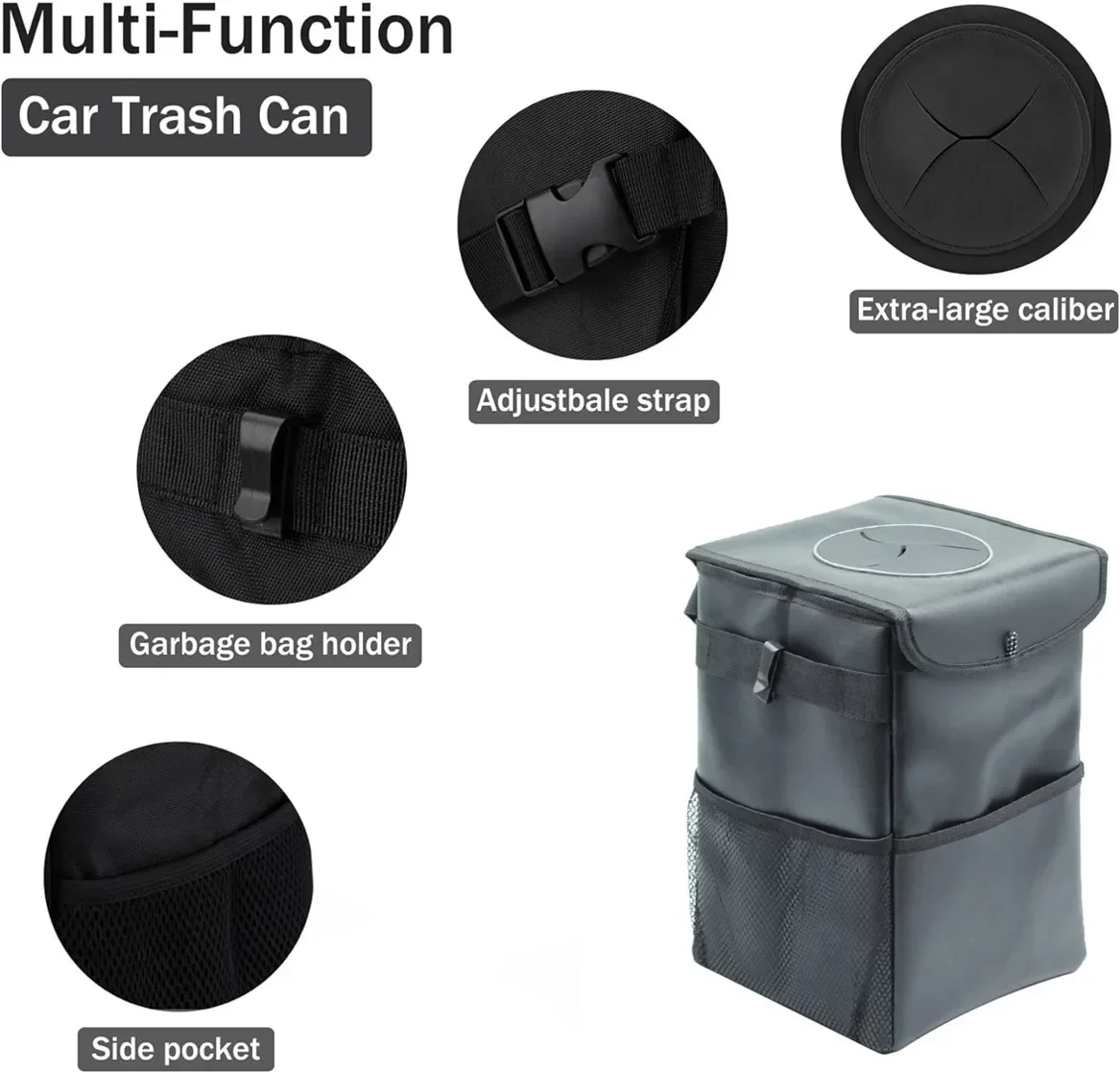 Car Trash Can with Lid and Storage Pockets Waterproof Garbage Bin Multipurpose Folding Trash Can car trash can Automotive Accessories