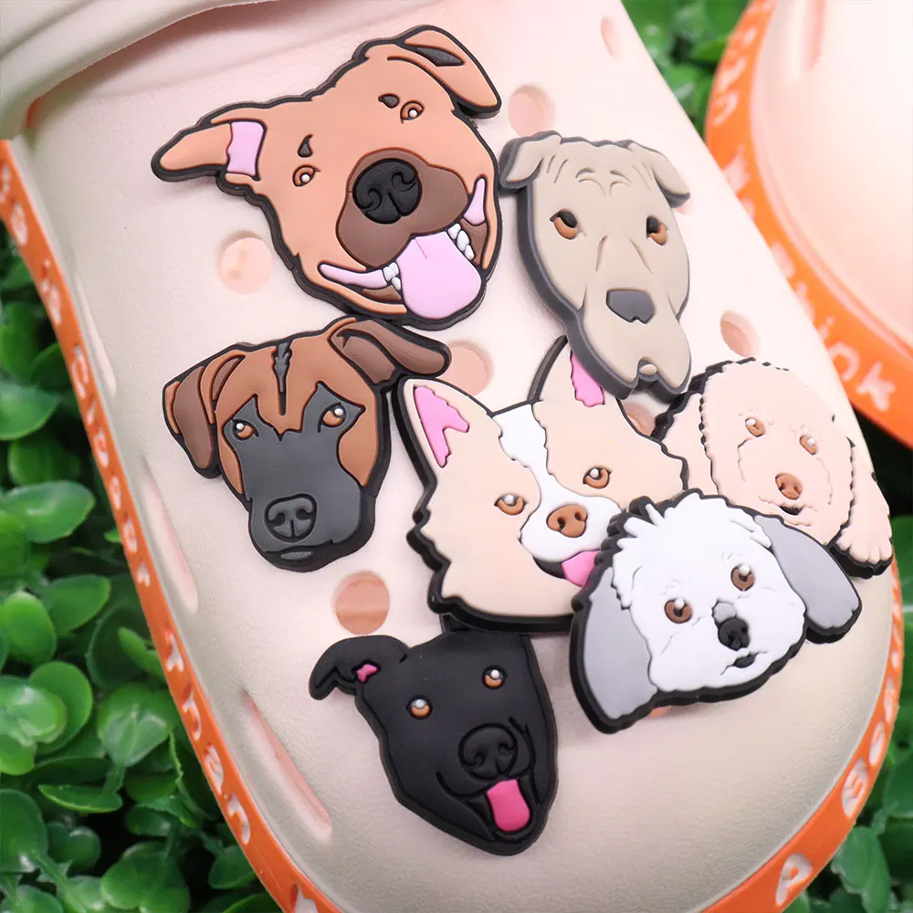 

Wholesale 50pcs Shoe Charms Animal Teddy Dalmatian Husky Accessories PVC Shoe Decoration DIY For Croc Jibz Fit Wristbands
