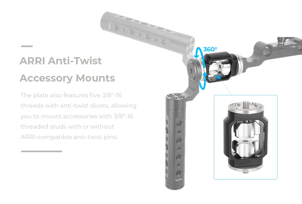 Camera ARRI-Style Rosette Mount Extension Adapter WIth Dual M6 Male Screw Extend