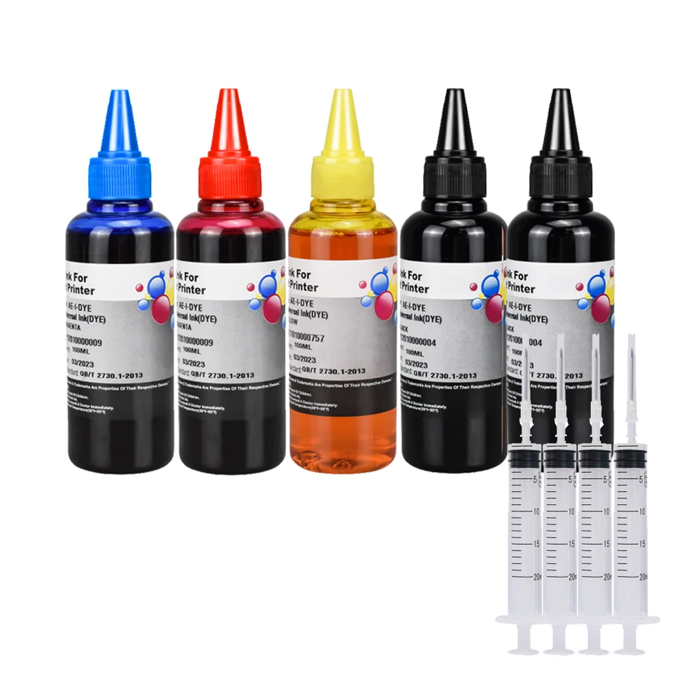 Universal Refill Dye Ink Kit for Epson Canon HP Brother Lexmark DELL Kodak Inkjet Printer CISS Cartridge Printer Ink 4 Colors
