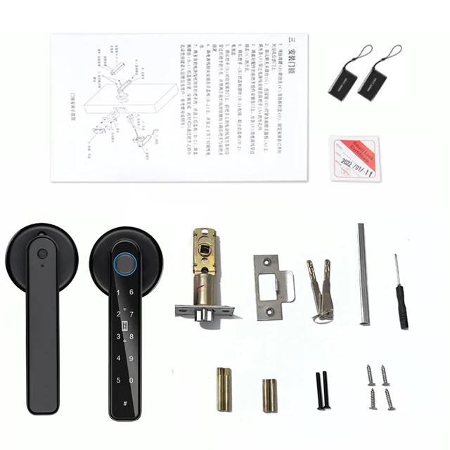 Password Handle Lock Biometric Fingerprint Password Key Unlock Anti Peeping Type-C Emergency Charge for Home Office Glass Doors 5