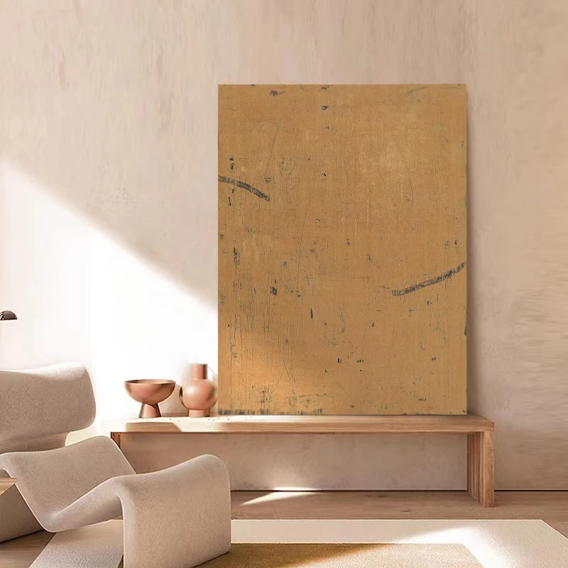 

Hand-painted Abstract Painting On Canvas Art Natural Brown Color Minimalist Art Large Wall Art Wabi-Sabi Japan Style Room Decor