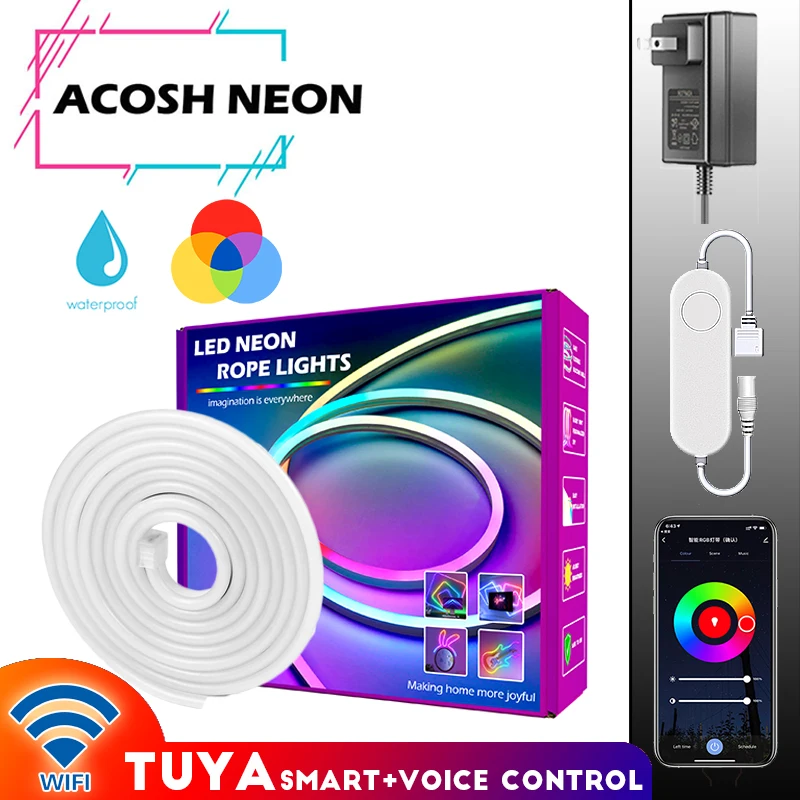 

2M 5M 10M Tuya LED Strips Light RGB Waterproof Light 12V Neon Light Strip E-sports Room Atmosphere Lighting Changeable Shape