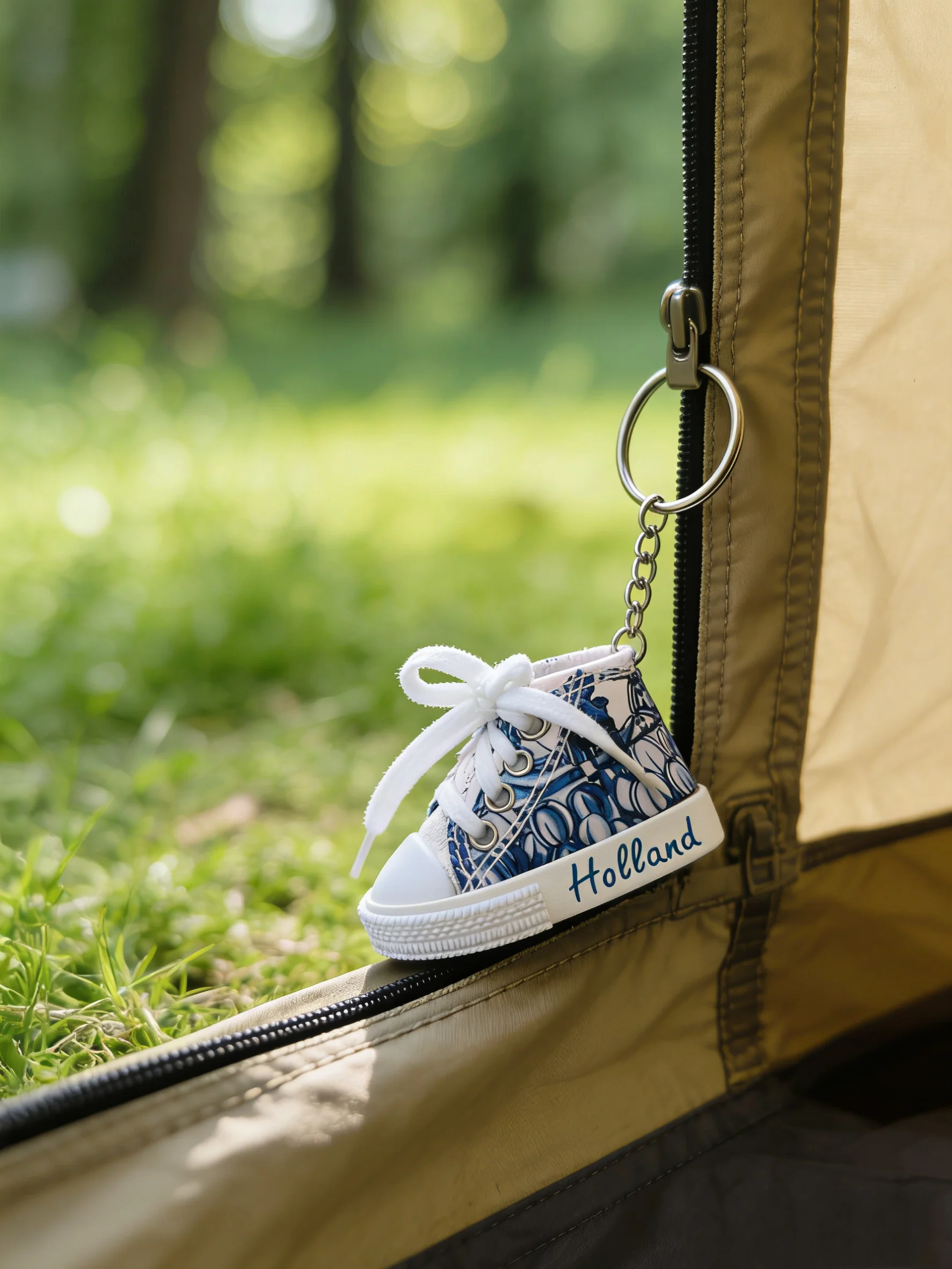 미니 스니커즈 키체인, 귀여운 캔버스 슈즈 가방 참, 튤립 자전거 프린트 키링, 가벼운 여행 기념품