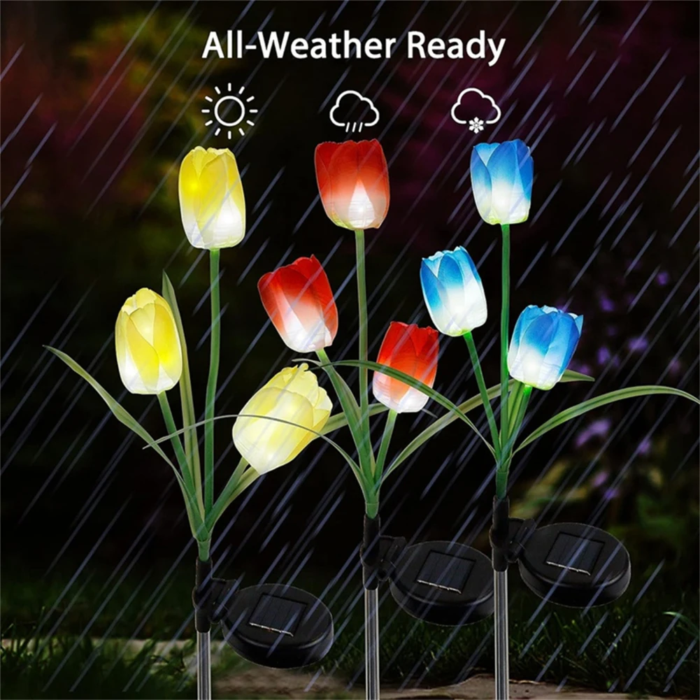 

Solar LED Light Outdoor Tulip Rose Flower Lamp Outdoor Solar Landscape Lights Garden Decor Lawn Lamp Waterproof Garden Lights