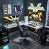 Computer Desks White L Shaped Gaming Desk 51 Inch Gamer Desk Gaming Table with Carbon Fiber Texture Corner Computer L Shape 1