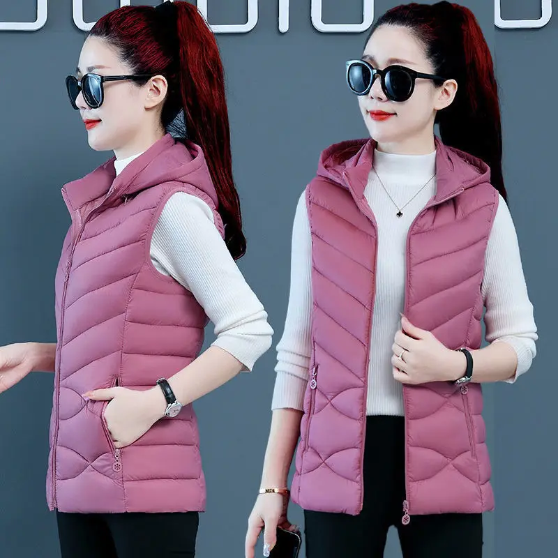 Sleeveless Jacket Female Warm Hooded Sleeveless Women Winter Jackets