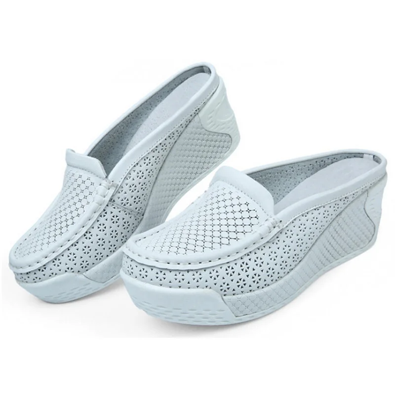 YAERNI Women Summer Casual Slingbacks High Heels Pumps Slip On Shoes For Women  Mesh Female Platform Wedges Shoes Woman E883 5