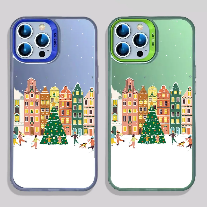 

Colorful Christmas tree pattern Phone Case For iPhone 14 13 12 11 X XS XR Pro Max 14Plus fashion Scrub Shockproof Back Cover