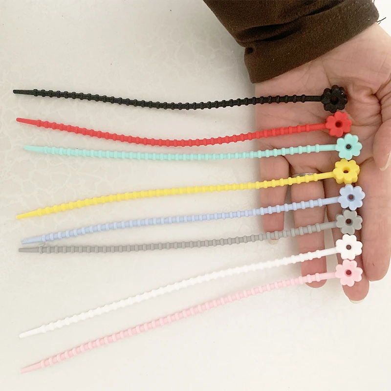 Color Silicone Four-leaf Clover Cable Tie key Ring Rope lanyard Headphone Cable Data Storage And Finishing Tie