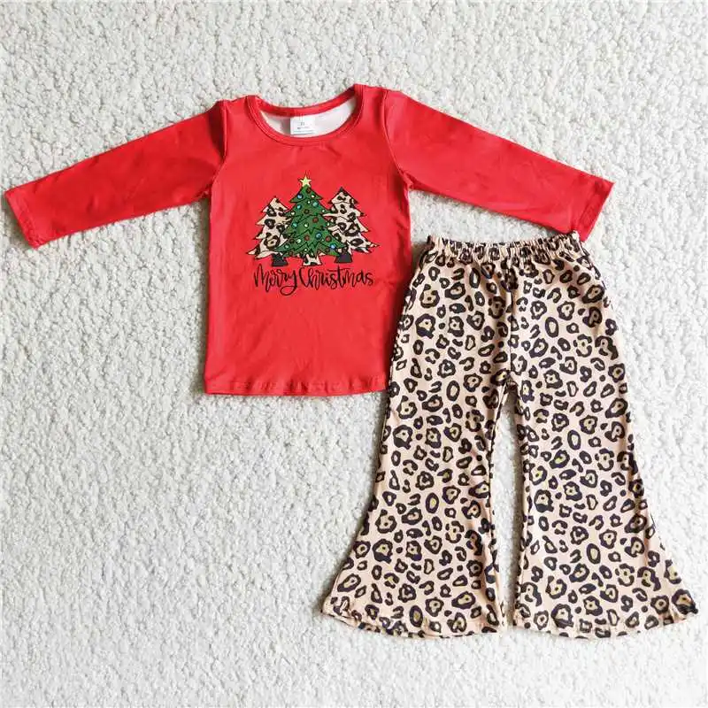 

Christmas Red Tree Positioning Top Leopard Pants Set