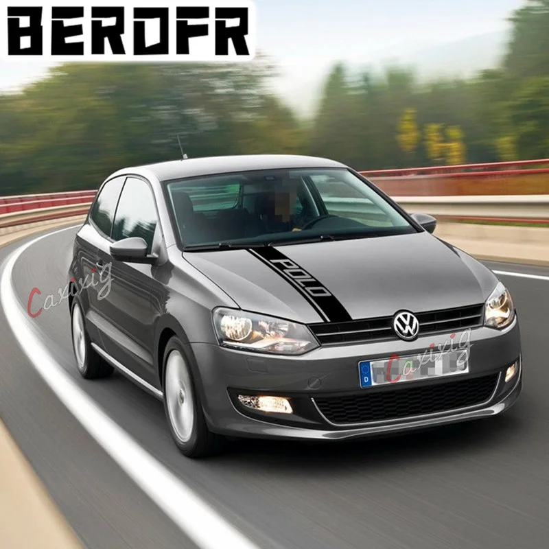 Car Hood Bonnet Sport Stripes Per Volkswagen Polo Gti-R Line-R Wrc-Tsi Racing Styling Auto Engine Cover Decor Sticker Decalcomanie Fai Da Te