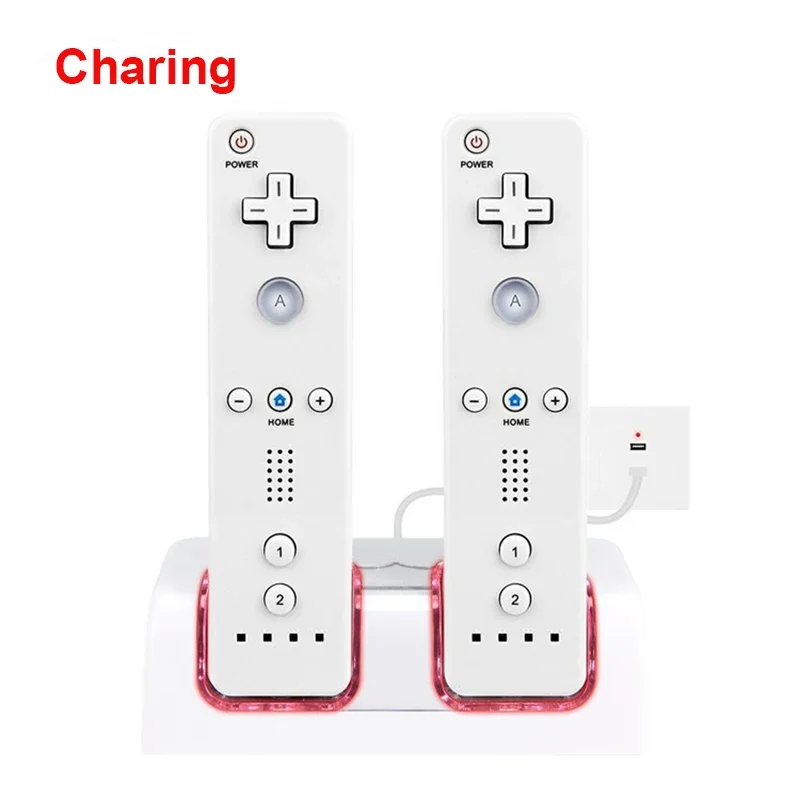 0 Per Nintendo Wii Gamepad Caricabatterie Caricabatteria Dock Telecomando Dual Charging Dock Station Battery Pack