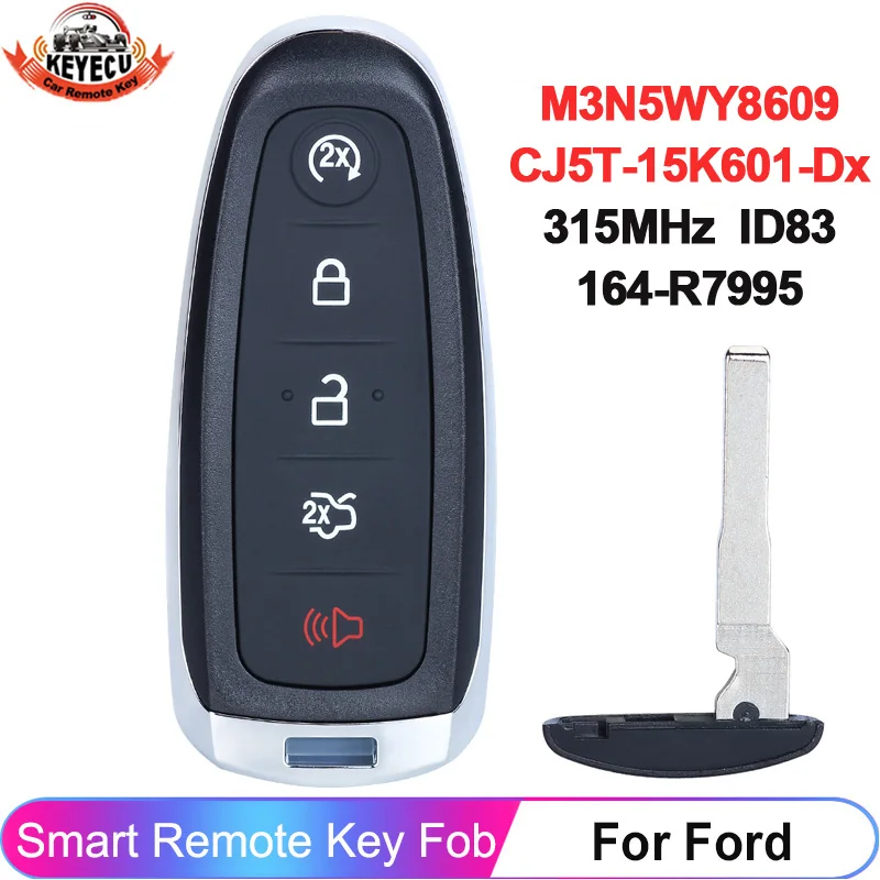 4D63+/4D83 DST80 164-R7995 สำหรับฟอร์ด เอสเคป โฟกัส ซี-แม็กซ์ มาเวอริค 2013- 2016 2017 2018 กุญแจรีโมท 315MHz M3N5WY8609 CJ5T-15K601-Dx