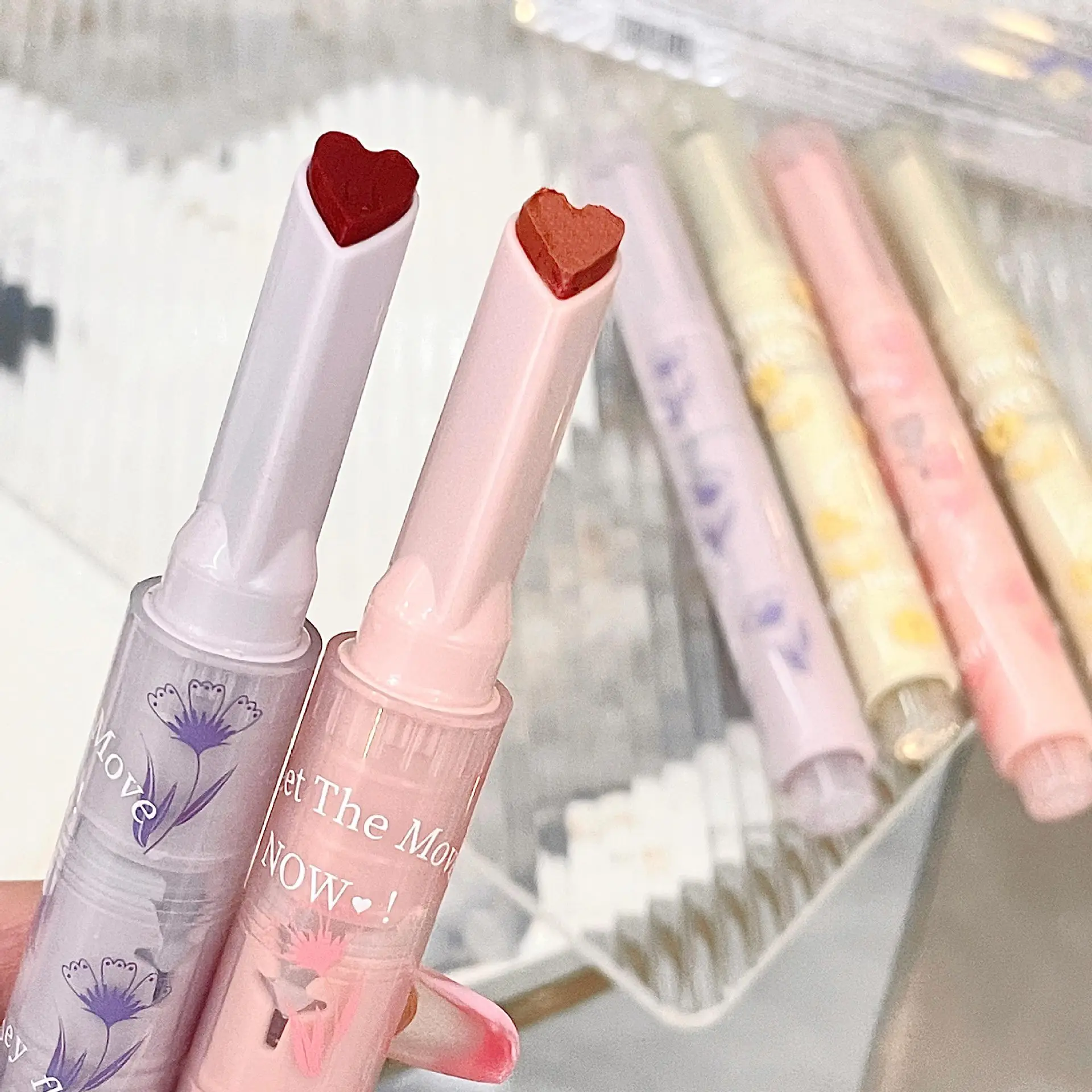 Florette – rouge à lèvres Transparent, glaçure à fleurs, gelée d'amour, miroir, tasse antiadhésive étanche, maquillage coréen Transparent, vente en gros_voghion.com