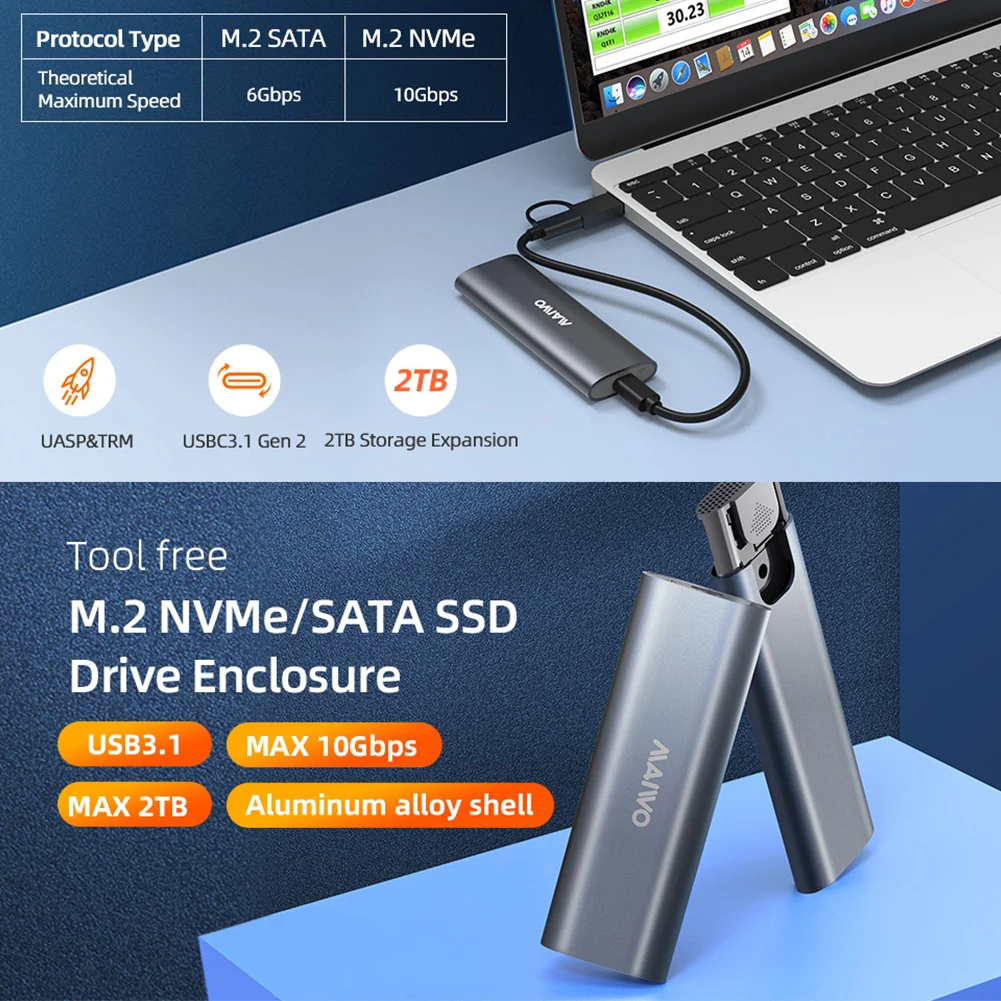 M.2 NVMe NGFF SSD Ŭ, SSD Ŭ , CŸ   HDD 丮 ڽ, SSD ũ 2230, 2240, 2260/2280, 10Gbps, 6Gbps