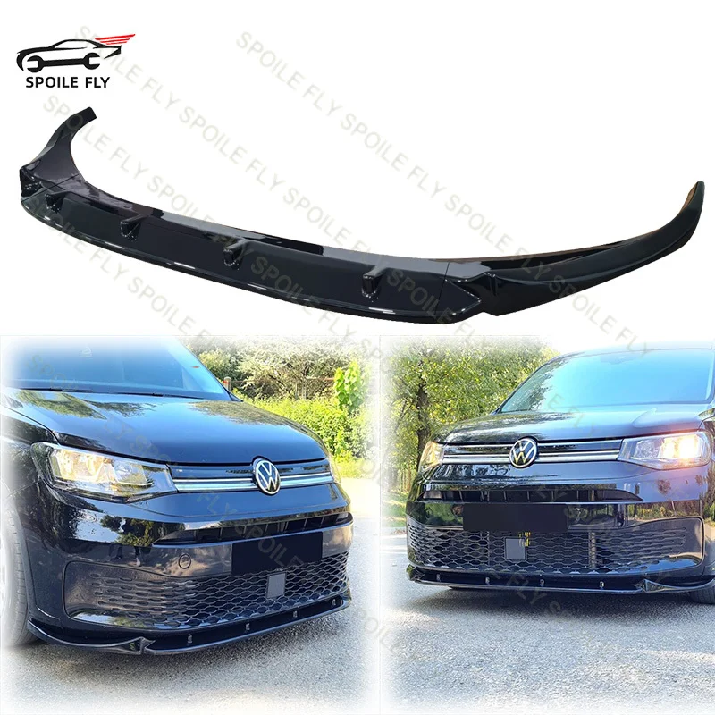 

3X 2021 To Up For VW Volkswagen Caddy Mk5 Version 2 Front Bumper Lip Spoiler Cover Splitter Diffuser By ABS Gloss Black Body Kit
