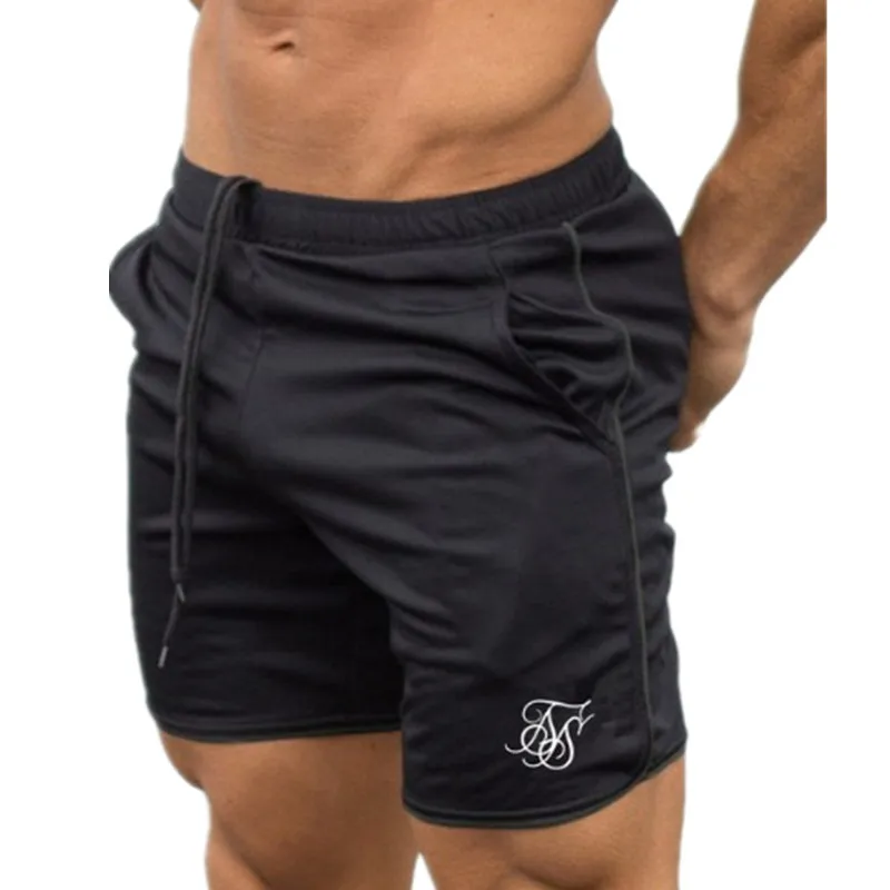 Sik Silk men’s quick-dry breathable mesh gym shorts for summer fitness, bodybuilding, and workout sportswear in jogger style. all black