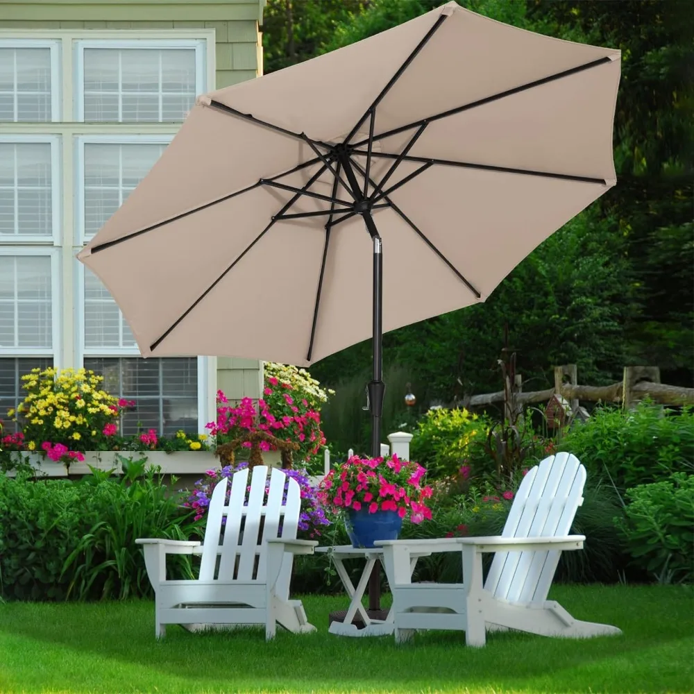 

MEWAY 10ft Patio Umbrella Large Outdoor Table Umbrella with Push Button Tilt & Crank Lift System, Market Deck Pool Backyard