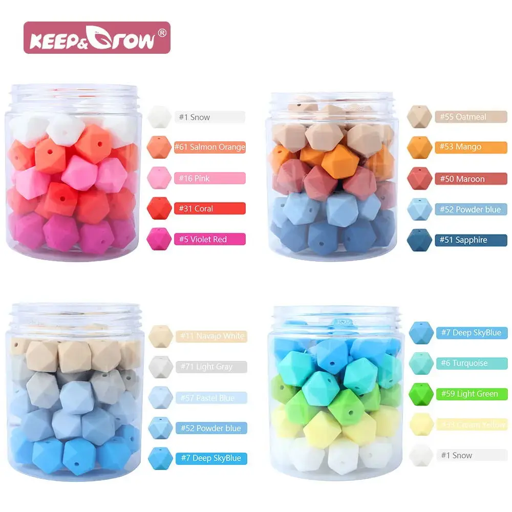 10pcs Hexagon Silicone Beads 14mm DIY Pacifier Clip Chain Baby Teething Teether