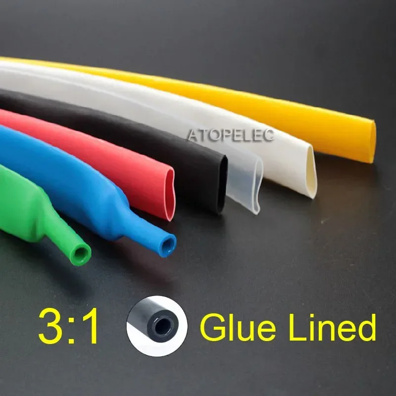 1M 3:1 Adhesive Glue Lined Heat Shrink Tube Dual Wall Waterproof Wrap Wire Cable Sleeve 12.7/15.4/19.1/25.4/30/39mm Diameter