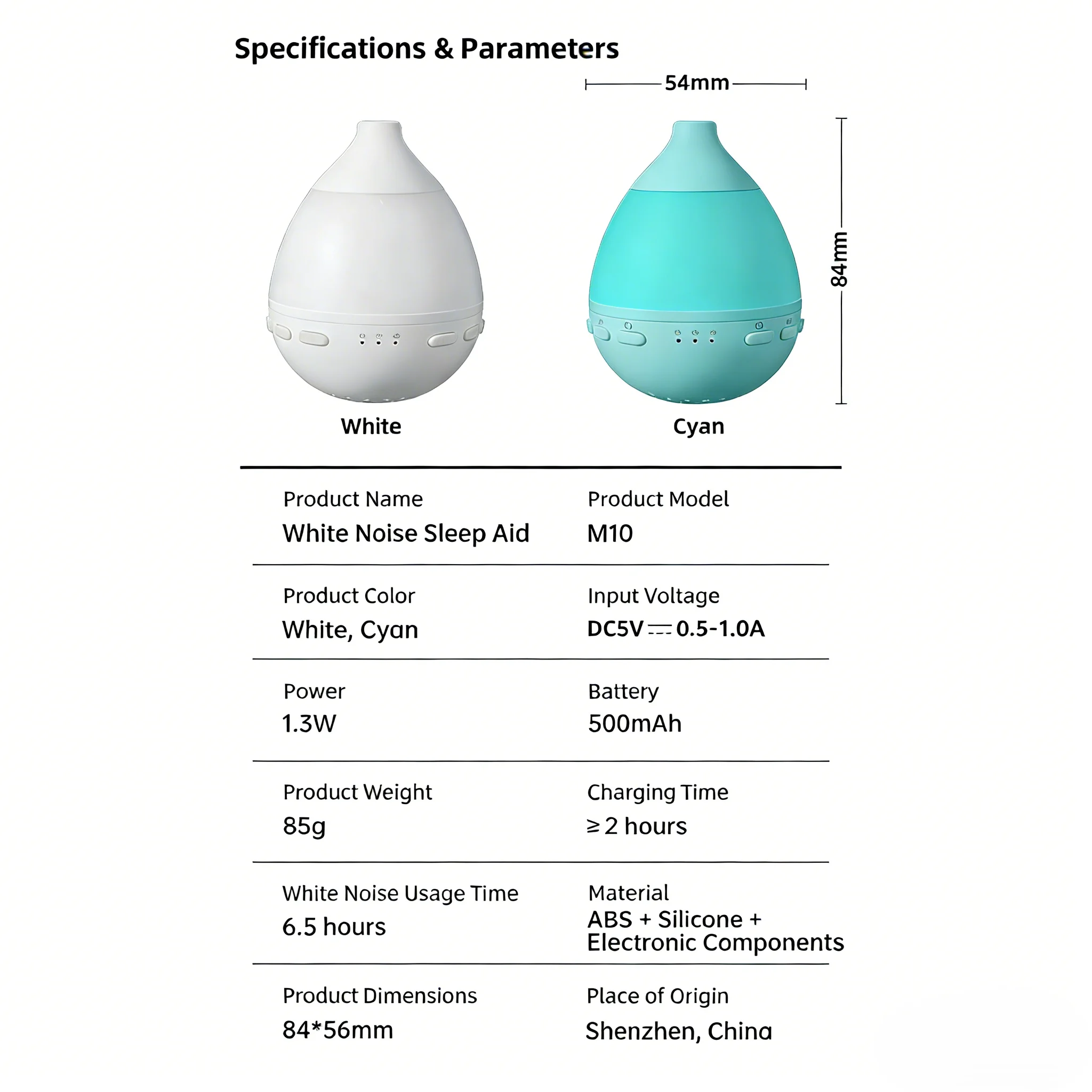 Dispositivo Inteligente M10 para Dormir con Sonido Blanco, Luz Nocturna con Respiración, Altavoz Bluetooth, Detección de Llanto y Temporizador para Bebés y Adultos