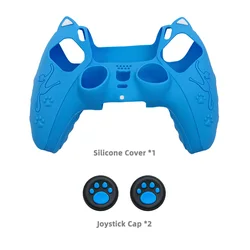 Cat Paw Protective Silicone Cover with Thumb Grip Caps (BLUE)