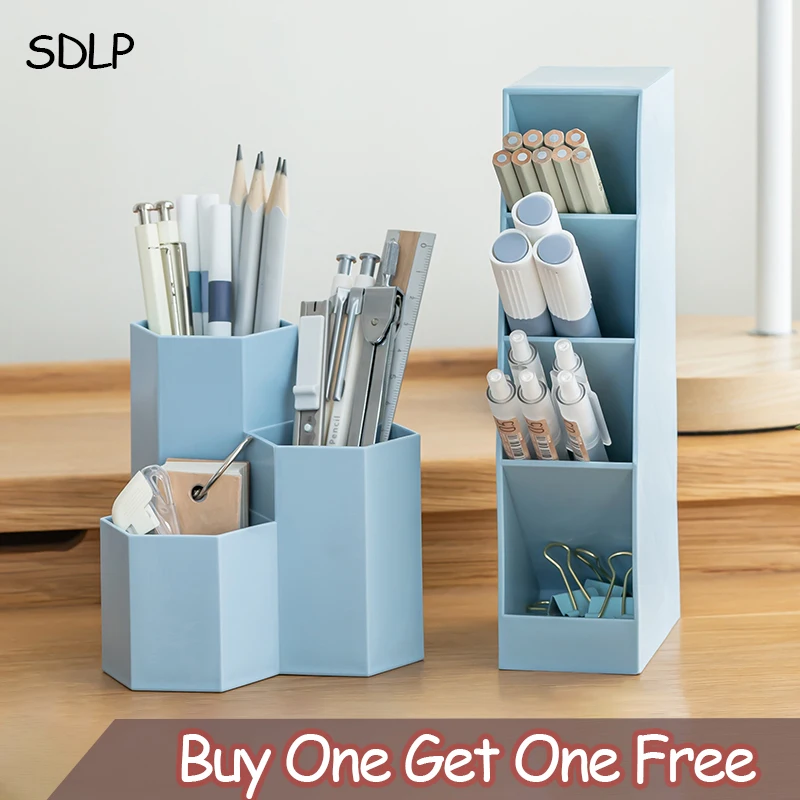 

SDLP Desktop Pen Holder Makeup Storage Box Stationery Container Organizer Cosmetic School Office Accessories Organizers