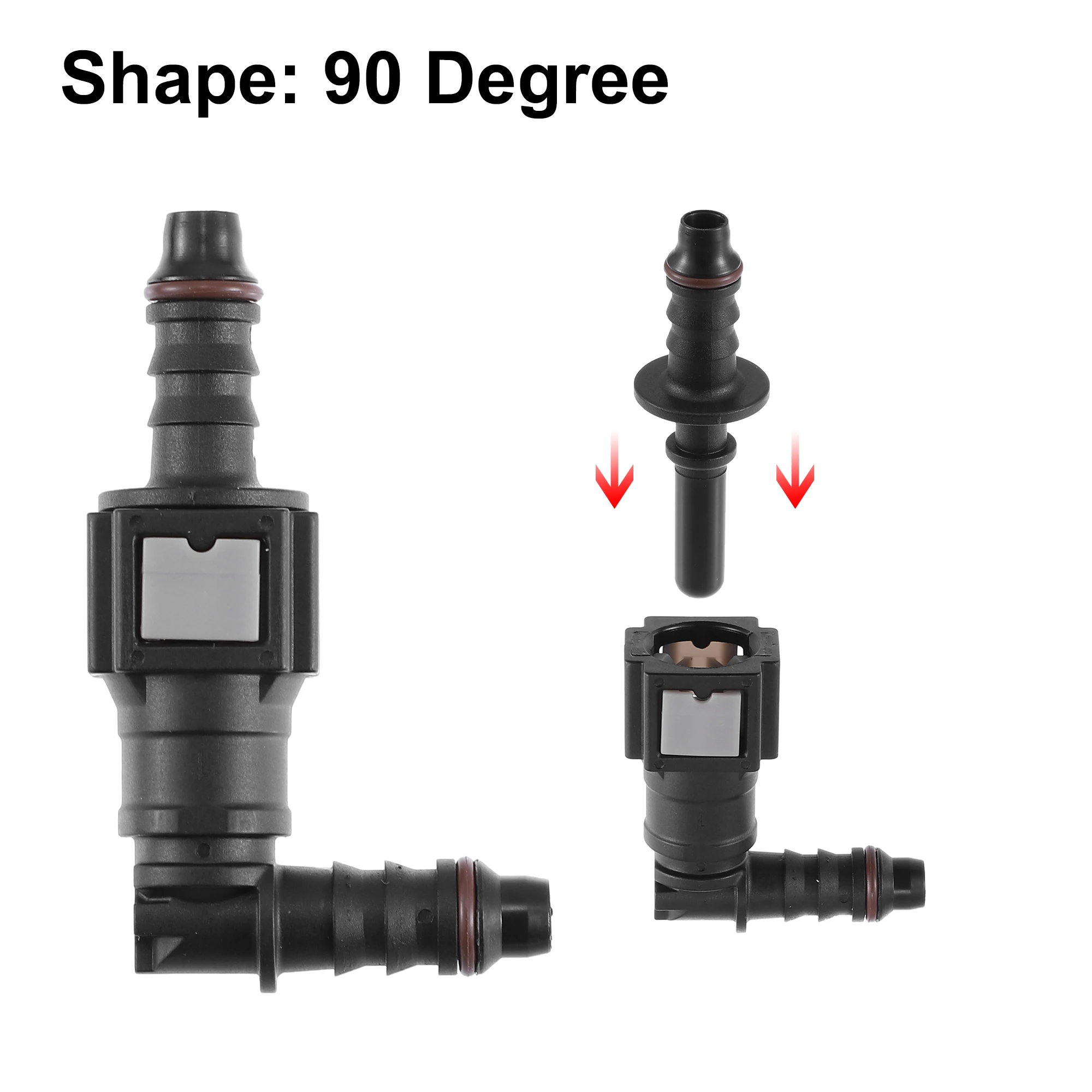 Fuel Line Hose Quick Release Connector 2 Set 4Pcs 6.3mm 7.89mm 8mm 90 Degree Bend Disconnect Hose Fuel Line Coupler