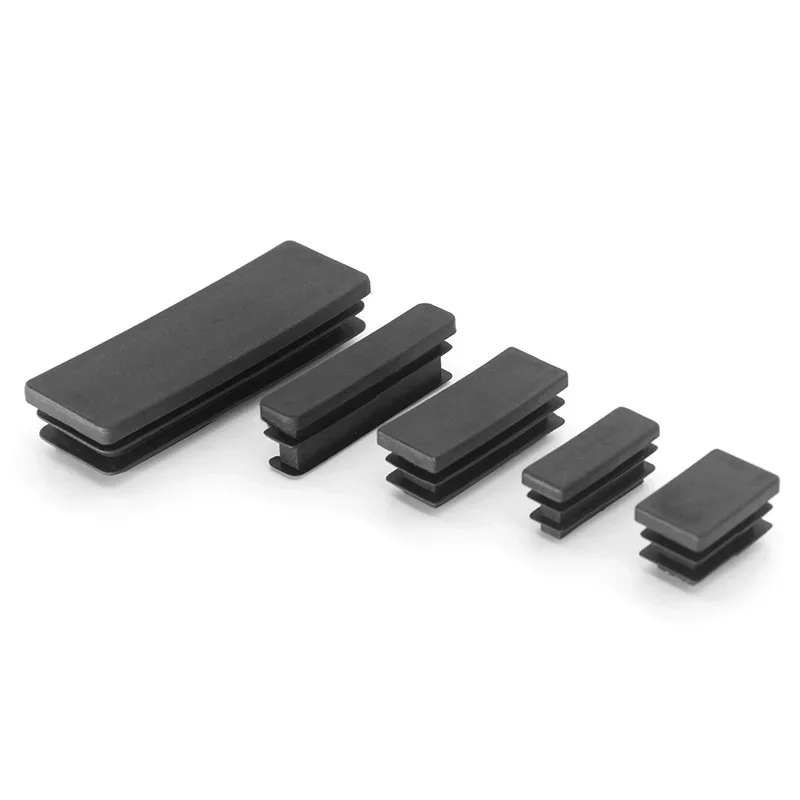 Pipe End Cap Square 10-60 15-100 Black Rectangular Tube Insert Plugs Furniture Foot Cover
