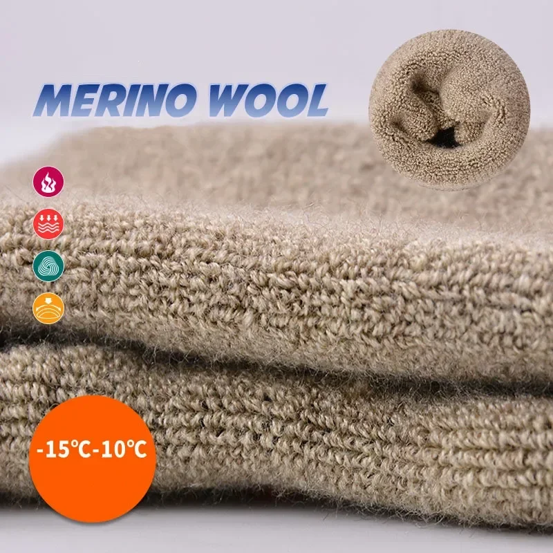 Merino Wool Ski Hiking Thermal Socks Men Women Winter Outdoor Sports Mountaineering Thicken Breathable Size 35-47 2 Pairs