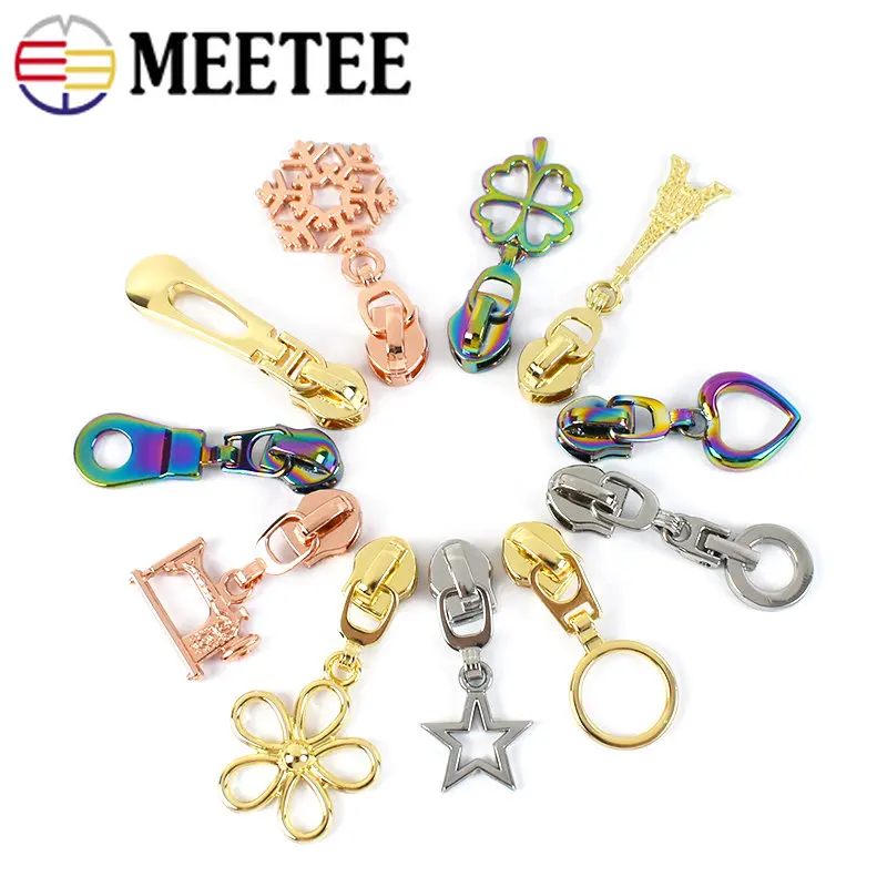 5/10Pcs 5 Zipper Puller Decorative Zip Slider Head for Nylon Zips Tape