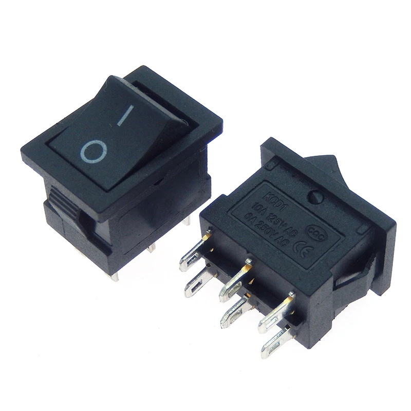 Push Button Switch KCD1 2pin 3pin 4pin 21*15mm ON-OFF boat car rocker switch 6A/250V AC 10A/125V AC with red blue green and yellow light 5PCS