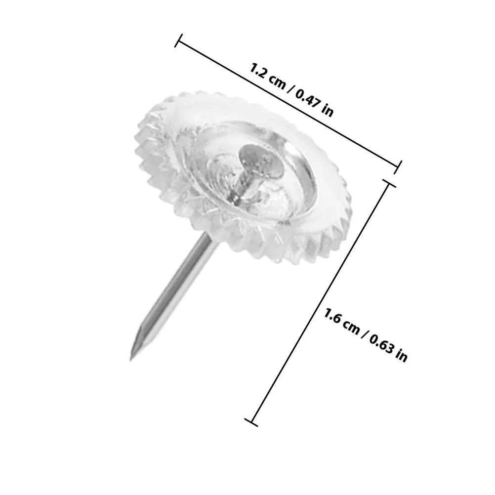 200Pcs 투명 압정핀 사무실 게시판용 세련된 플랫 탑 압정핀 사진 디스플레이 지도 핀 게시판