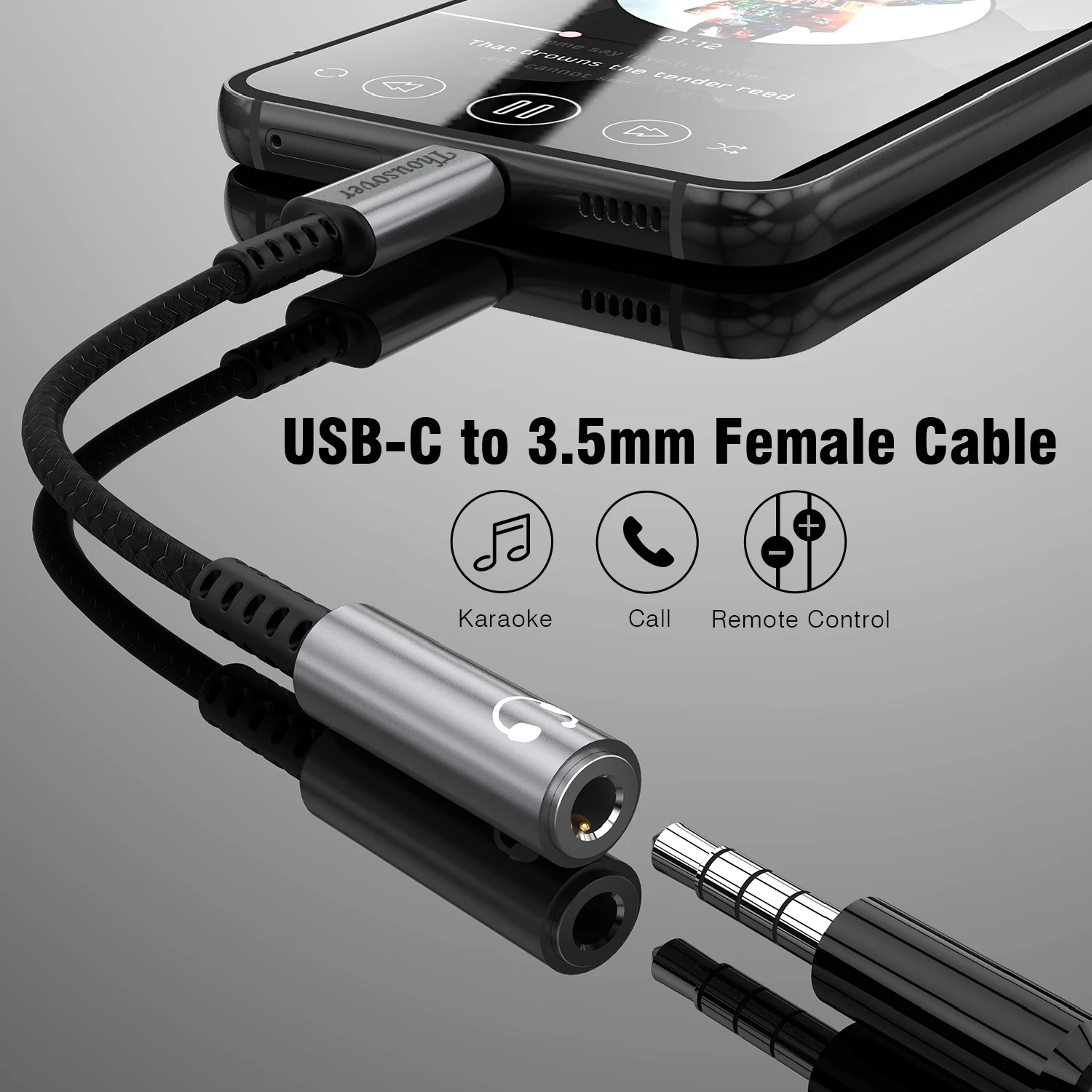 UGREEN Adaptateur Lightning Jack 3.5mm Certification MFi Adaptateur  Auxiliaire Stéréo Audio Jack Compatible avec iPhone